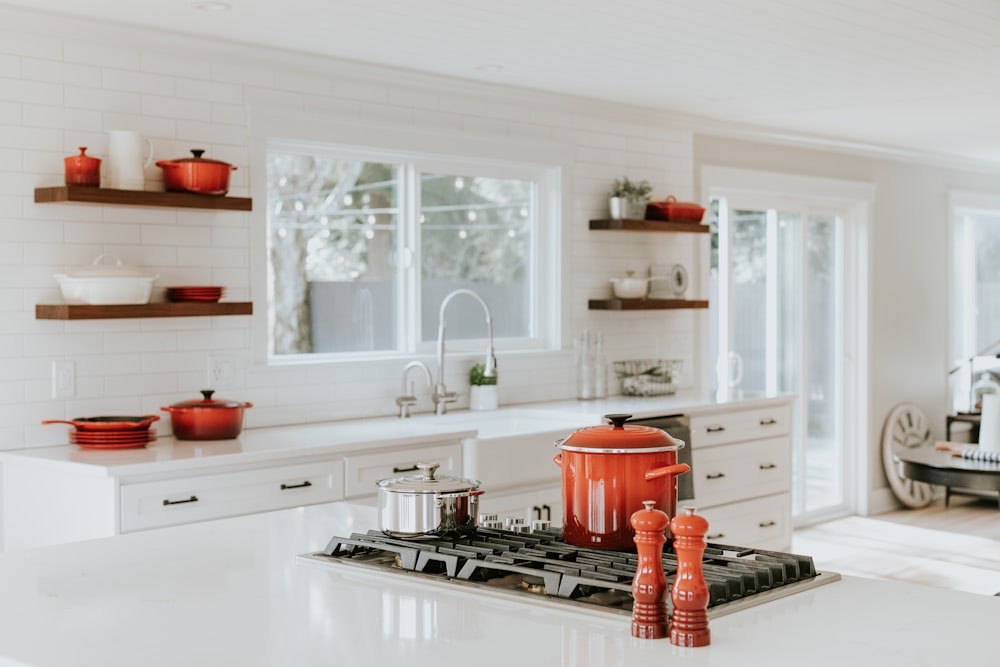 Finished white kitchen remodel with new cabinets and countertops